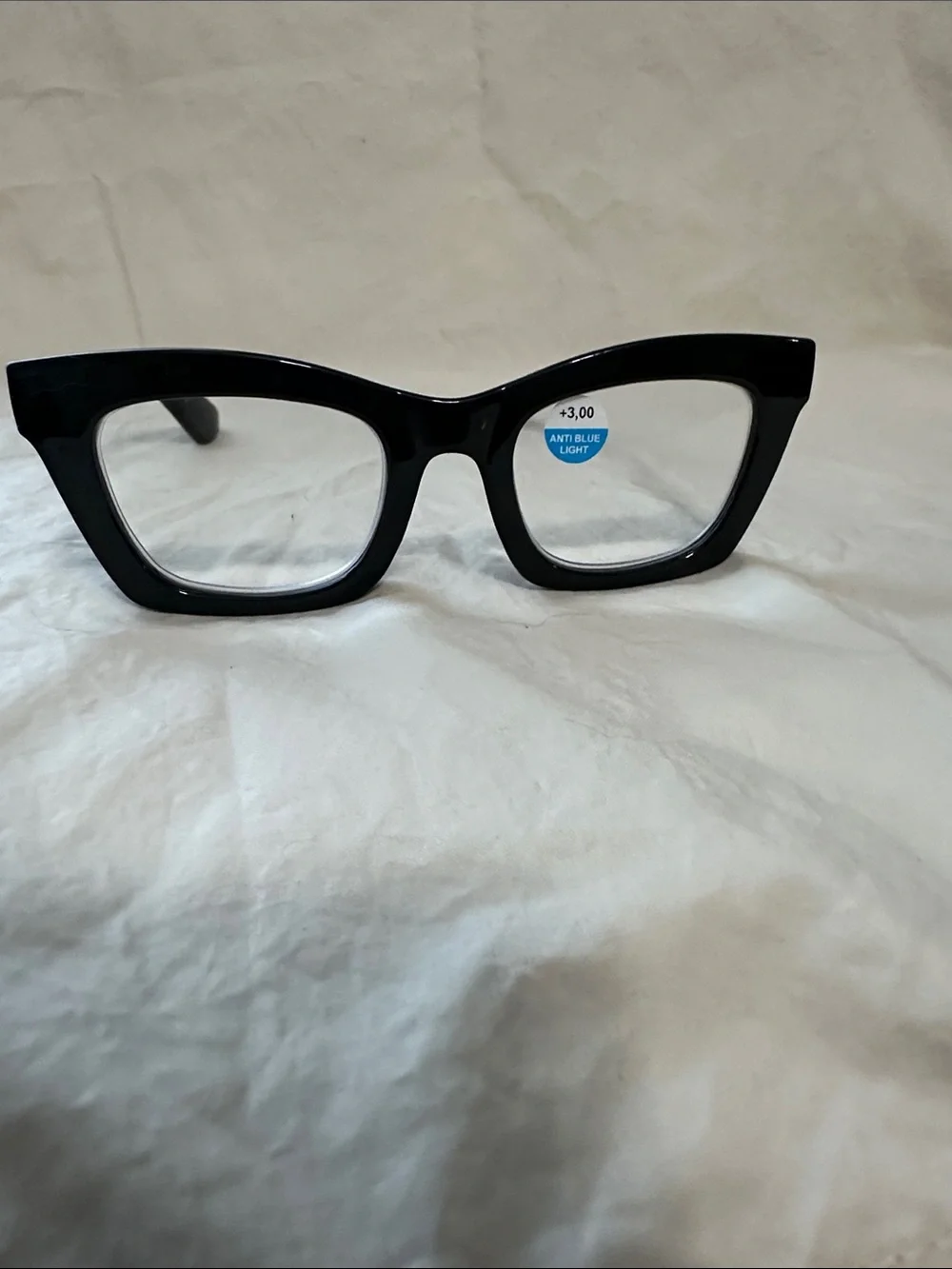 Ladies Black Fashion Glasses - Clear Lens +3.00 and bluelight blocker NWT